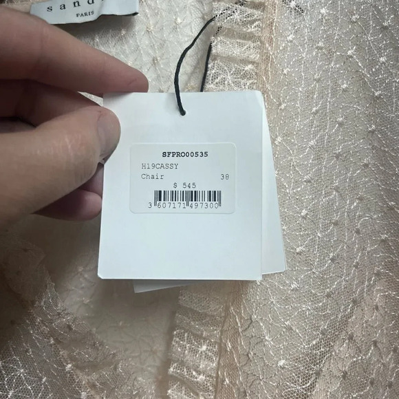 Sandro Cassy Mesh Lace A-Line Midi Dress V-Neck Womens Size 38 nwt - Picture 6 of 14